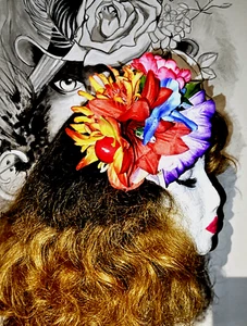 PEACOCK PRETTIES HANDMADE HAIR CLIP FLOWER TROPICAL CHERRY ROCKABILLY 50S PIN UP - Picture 1 of 4