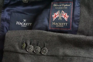 Hackett London Gray Herringbone 1005 Wool Woven in England Sport Coat Jacket 40R - Picture 1 of 9