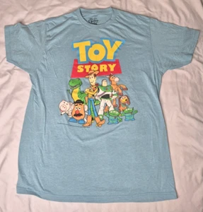Disney Toy Story Adult T-Shirt Large Blue Pixar Buzz Lightyear Woody Slinky Dog - Picture 1 of 5