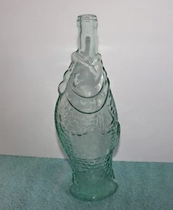 Vintage Fisch geformte strukturierte Glasflasche Vase Dekanter 13" - Bild 1 von 6