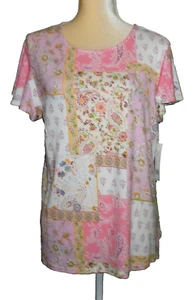 NWT Counterparts Top/Blouse ~ Womens L ~ Pastels ~ Floral & Paisley Patchwork - Picture 1 of 16