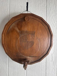 Vintage Karoff Wood Wooden Liquor Hanging Wall 1/3 Barrel Bar Decanter Cup Hold - Picture 1 of 12