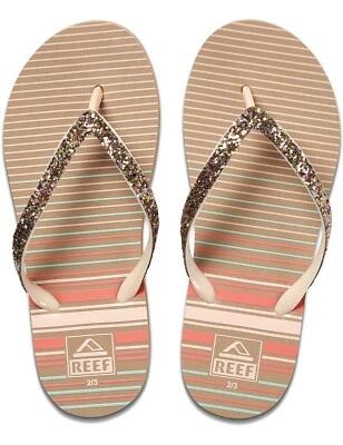 REEF Girls Kinder Zehentrenner Sandalen Strand »STARGAZER PRINTS« Peach Stripes