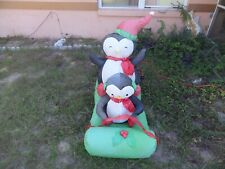 Gemmy Penguins on sled Christmas inflatable Rare with two penguins