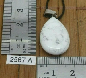 Pendentif HOWLITE + cordon reglable mineraux pierre semi precieuse bijou reiki  - Imagen 1 de 2