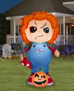 Neu 5 Fuß groß Blowup Chucky Film Good Guy beleuchtet Halloween aufblasbar Outdoor - Bild 1 von 3