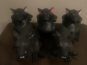 5 statuetta ratto nero spaventoso festa di Halloween oggetto di scena scherzo giocattolo decorazione casa infestata - Foto 1 di 14