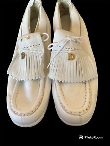 Men's Golf Shoes White Dexter Marion select size 9 Medium With Fringe Flap