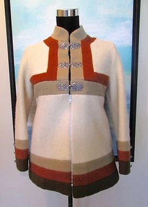 VTG 60's A.S EveBofoss Norway ColorBlock Wool Coat Sz 36/S - Picture 1 of 8