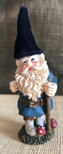 Small Resin Forest Gnome w/ Velvet Hat Resin Ornament Figurine 3.5" - Picture 1 of 9