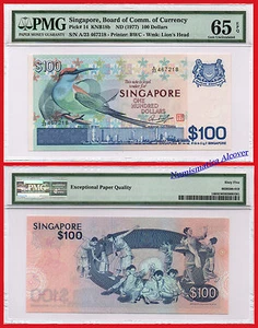 SINGAPUR SINGAPORE 100 Dollars dolares 1977 Pick 14 UNC PMG 65EPQ - Picture 1 of 3