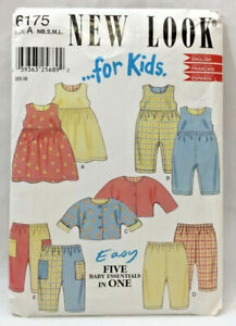 2010s New Look Sewing Pattern 6175 Infant Pants Tops Jumpsuit Dress NB-Lg 5071