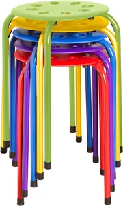 Commercial Furniture Stacking Stools for Kids and Adults, 17.75" Standard Height - Picture 1 of 12
