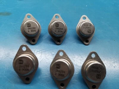 6pcs Genuine Harris 2N6259 250W NPN Power Transistor 170v 15A TO3 - Image 1 of 4