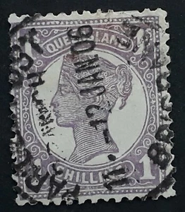 1906 Queensland Australia 1/- Mauve 4th Sideface stamp PARCEL POST BRISBANE PMK - Picture 1 of 3
