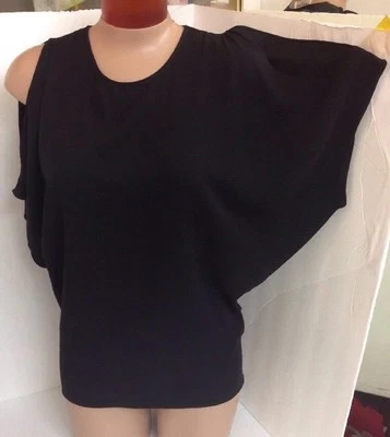 Saint Laurent Blouse Black Silk Bat Sleeve Fitted Hips Size F-36 - Image 1 of 4