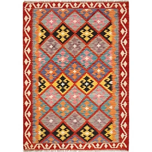 Turkish Design Afghan Made Oriental Kilim Wool Area Bedroom Rug 4'2x5'11, B29460 - Picture 1 of 8