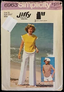 Gr. 10 B 32 1/2 Easy Wide Leg Hose Shorts Top Simplicity 6963 Muster Jiffy 70er - Bild 1 von 2
