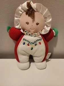 Soft Dreams Christmas Doll 7" Plush Stuffed Waffle Lovey Rattle Red Brown Eyes - Picture 1 of 6