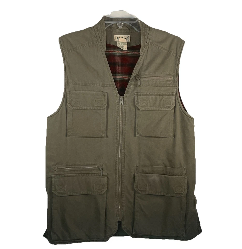 LL BEAN Flannel Lined Thinsulate Utility Fishing Vest Women Medium/ Men Small - Image 1 of 4
