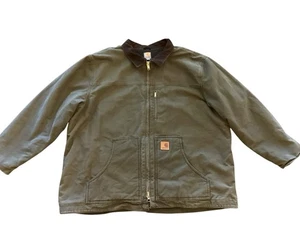 Rare Carhartt Vintage Green Duck Canvas Sherpa Jacket Men's Size 3XL - Picture 1 of 18