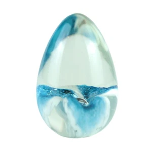 MSH Art Glass Paperweight 1990 Vintage SIGNED Mount St Helens Egg Shaped White - Picture 1 of 7