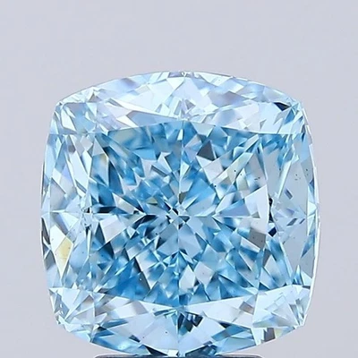 Cushion Square 4.50 Carat Fancy Vivid  Blue VS2 IGI loose lab grown diamond - Image 1 of 3