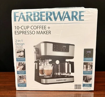 Farberware 10-Cup Coffee & Espresso Maker NEW Sealed 2-in-1 Machine NIB - Image 1 of 4