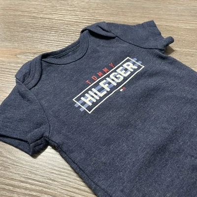 NWOT Tommy Hilfiger Classic Navy Logo Short Sleeve Bodysuit, Size 6-9M - Image 1 of 4