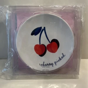 kate spade NY Melamine tidpit plate set Vtg Cherries 6" snack Cherry Picked NEW - Picture 1 of 7