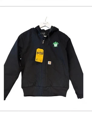Новый с Ярлыками Carhartt утка тепловой подкладки AJacket свободного кроя с капюшоном черный холст OJ0131 W S - Изображение 1 из 4
