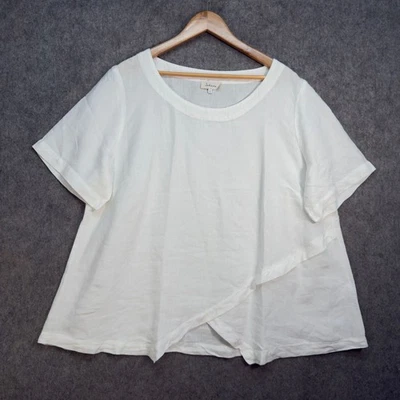 Sahara Tunic Top Womens UK 20-22 White 100% Pure Linen Asymmetrical Lagenlook - Image 1 of 4
