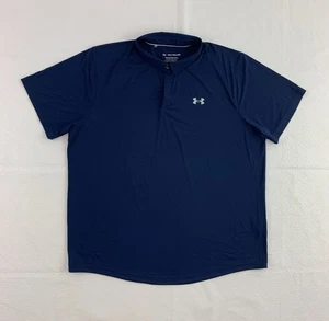 Under Armor Polo Shirt XXL Navy Blue Short Sleeve Golf Button Up Chill - Picture 1 of 8