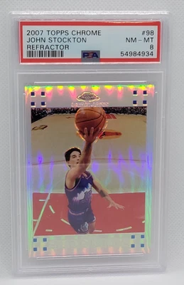 2007-08 Topps Chrome John Stockton Refractor #ed 250/999 PSA 8 Jazz - Image 1 of 2