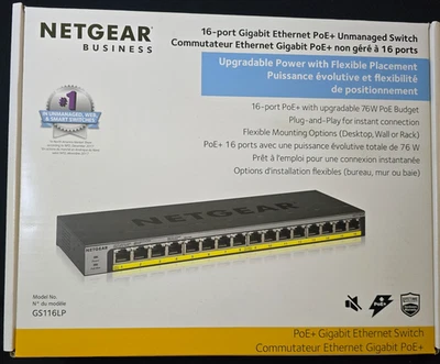 Gigabit GS116LP 16-Port PoE/PoE+ Gigabit Ethernet Unmanaged Switch - Image 1 of 4