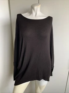 WHBM size medium black boat neck pullover Bat Wing top long sleeve - Picture 1 of 5