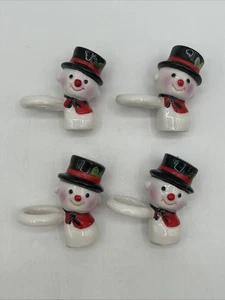 Menge 4 Enesco Schneemann mit schwarzem Zylinder Hut Kegel Kerze Umarmungen - Vintage Taiwan - Bild 1 von 13