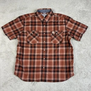 Carhartt Shirt Mens 2XL Plaid Relaxed Fit Button Down Short Sleeve Workwear - Picture 1 of 9