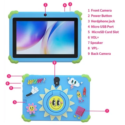 7 Inch Tablet With Protective Case Stand 1GB 16GB 1024x600 HD Touch Screen Table - Bild 1 von 4