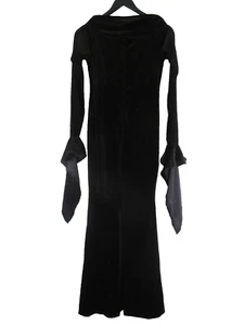LVCBL - Stretch Velvet Long Black Dress - Vamp Gothic Cuffs - XS - Picture 1 of 8