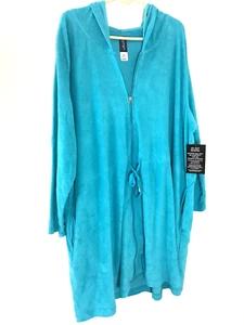 Swimsuits For All Cover Up Women's Hooded Teal Blue Stretch Swim Cover Up 22/24. - Picture 1 of 6