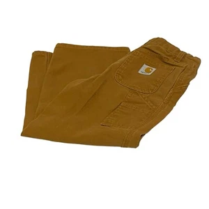 Carhartt Pants Boys Sz 7 Original Fit Carpenter Canvas Brown Workwear Adjustable - Picture 1 of 9