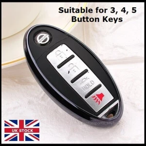 Schwarz Schlüssel Cover Case für Infiniti Q30 Q50 Q60 Q70 QX70 3 4 Tasten Fernbedienung Fob t20 - Bild 1 von 5