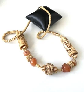 Große Vintage Knochen Kette aus Afrika – Seltenes Schmuckstück, ca. 75 cm - Bild 1 von 22