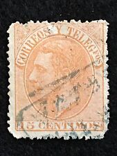 1882 SC# 252 SALMON 15C SPAIN KING ALFONSO XIII STAMP HR NG FAULT USED!   