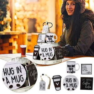 Kaffeebar Deko Logo Bauernhaus Lagenlook Tablett Dekoration Kaffee Holz Logo - Bild 1 von 17