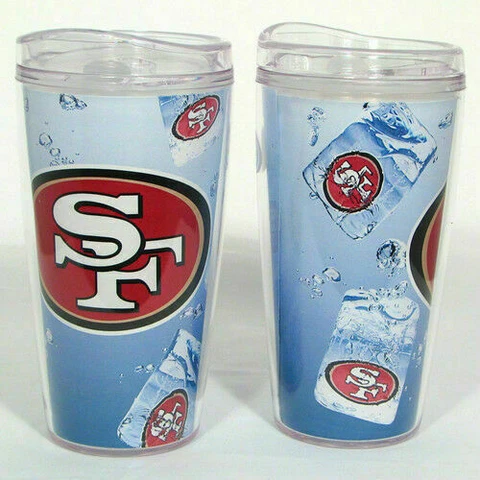 NEW! SAN FRANCISCO 49ERS ICE CUBE DESIGN 16oz TRAVEL TUMBLER LICENSED Cover