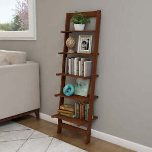 5-Tier Ladder Bookshelf-Leaning Decorative Shelves for Display Bathroom Shelving