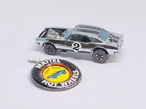 1969 Mattel Hot Wheels Redline “Heavy Chevy” Camaro Chrome w/Black #2 Hong Kong