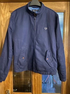 Ladies Blue Fred Perry Harrington Jacket Size 14 With Checked Inner Lining - Picture 1 of 8
